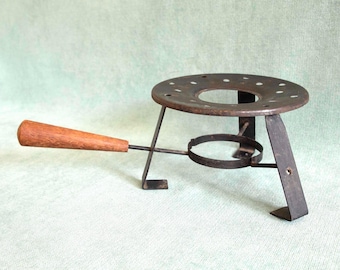 Supporto per calderone delle streghe con manico in legno, supporto per ciotola d'altare in metallo, portaciotole, decorazione per stregoneria, base per bruciatore per pentole magiche, regalo per streghe