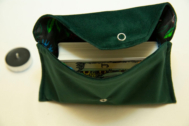 Tarot Card Bag – Velvet Tarot Pouch Green, Oracle Card Holder, Tarot Deck Wrap Case, Witchcraft & Divination Tool, Gift for Witches
