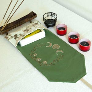 Tarot card wrap, Tarot card bag, Tarot card holder, Moon phases, Tarot deck pouch, Spiritual Deck Case, Witchcraft, Oracle, Gift for Witches