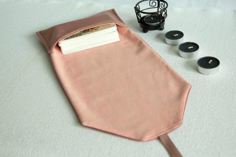 Pink Tarot Cards Wrap, Velvet Tarot Bag, Linen Tarot Pouch, Tarot Cards Holder, Gift for Witches, Witchcraft Divination Cloth