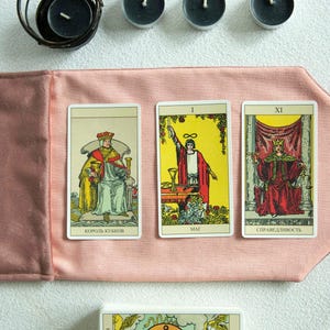 Pink Tarot Cards Wrap, Velvet Tarot Bag, Linen Tarot Pouch, Tarot Cards Holder, Gift for Witches, Witchcraft Divination Cloth