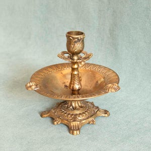 Antiker verzierter Kerzenhalter aus Messing, Hausaltar, Geschenk für Hexen, Ritual, Hexenschmuck, Wahrsagezeug