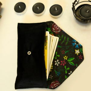 Tarot Card Bag Black, Tarot Deck Wrap Pouch, Oracle Lenormand Card Case, Velvet Tarot card Holder,  Gift for Witches, Tarot Accessories