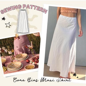 Bias Maxi Skirt PDF Sewing Pattern | Long flared skirt style