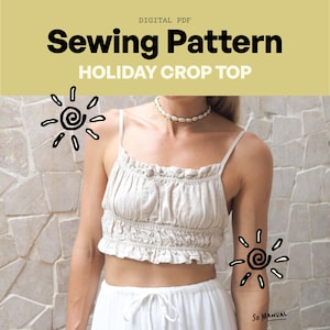 Crop Top PDF Sewing Pattern |  Backless Tie Ruched Style for women