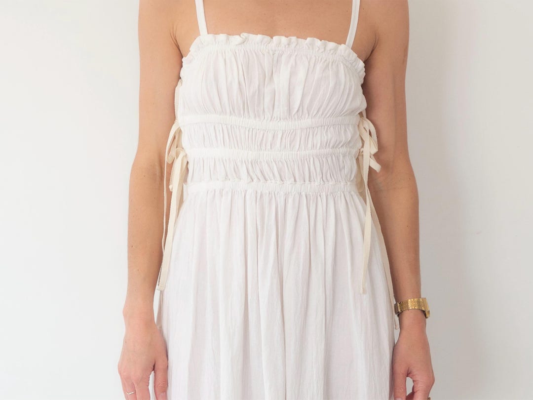 Tie Dye Button Accent Ruched Side Dress