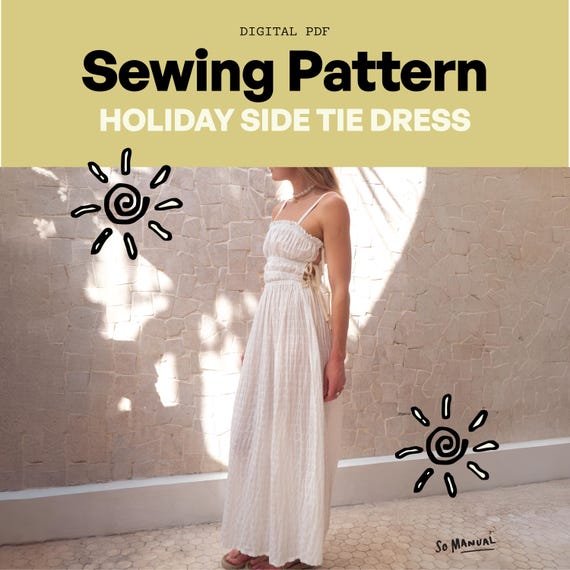 holiday dress sewing patterns Side Tie | PDF Pattern | Tie Detail, Ruched Style, Top Length Included fashion 50s christmas dress