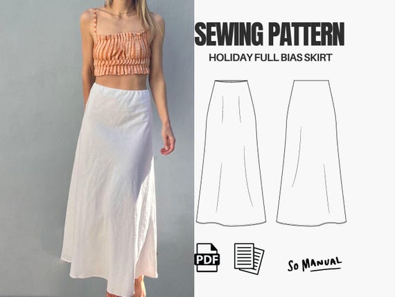 Full Bias Cut Skirt Sewing Pattern Long Flared Skirt Sewing Pattern for Women Etsy