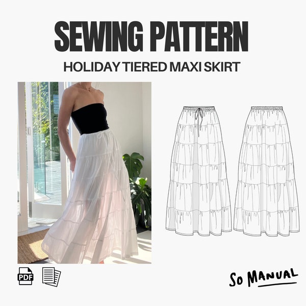 Holiday Tiered Maxi Skirt | PDF Sewing Pattern