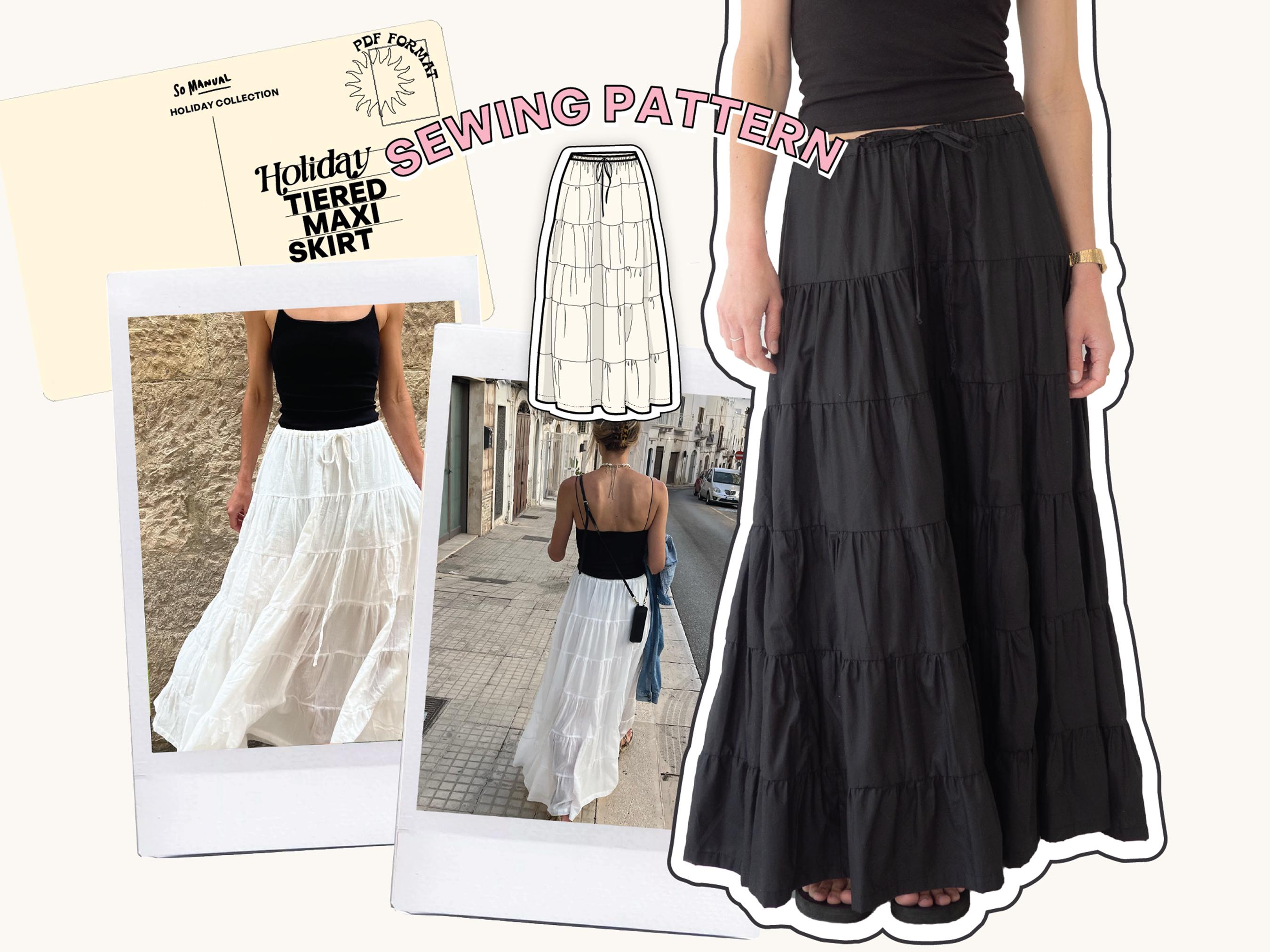 Tiered Maxi Skirt PDF Sewing Pattern | Bohemian Style Long