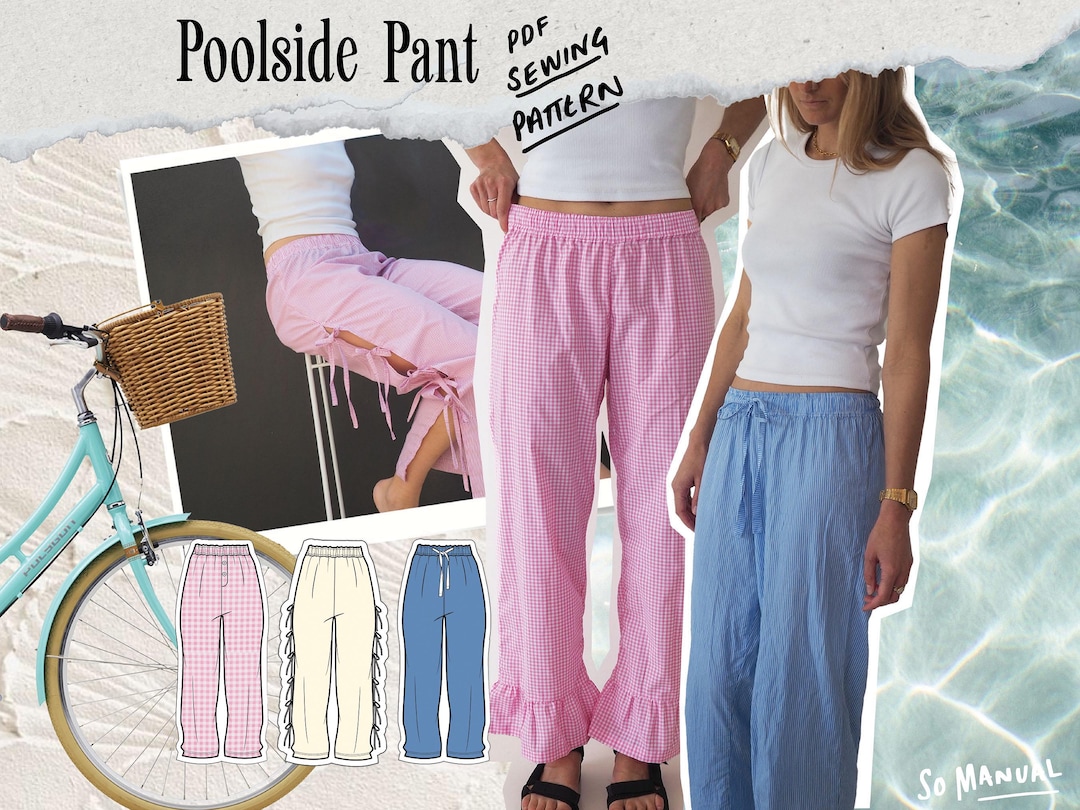 Easy Pant PDF Sewing Pattern | With Pockets, Side Bows, Frills ...
