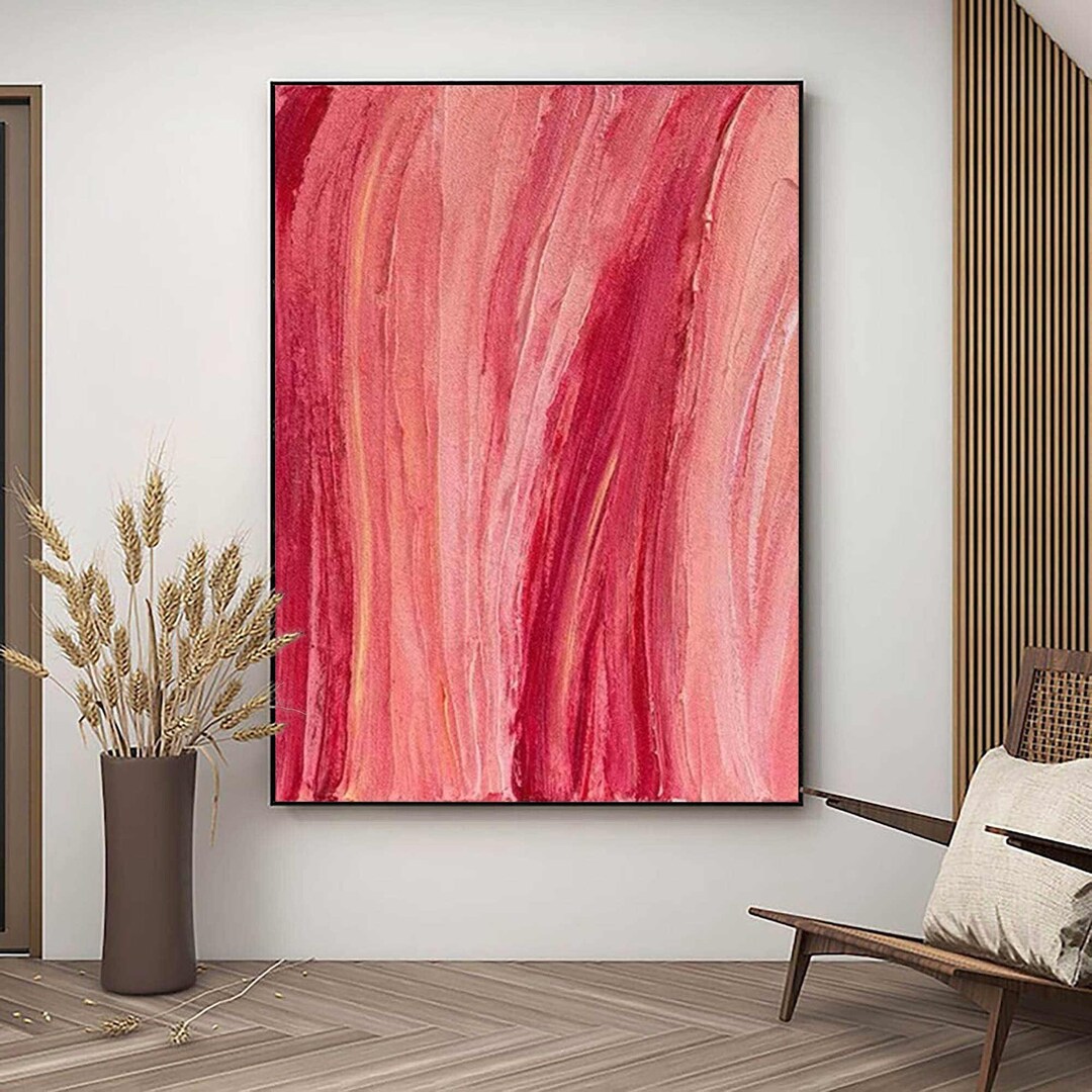 Large Pink and Red Wall Art Blush and Red Wall Decor Blush Art Etsy