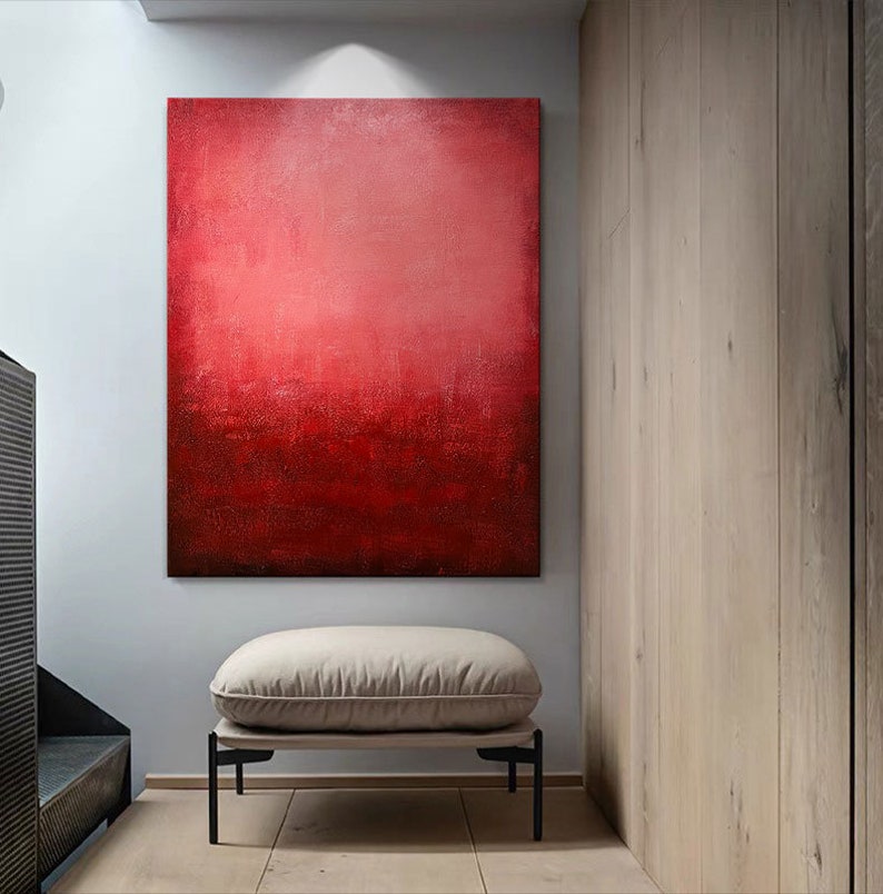 Large Red Abstract Painting Red Texture Abstract Wall Art Etsy