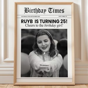 Personalised Birthday Newspaper New York Times Print Digital Download, Birthday Poster Newspaper Announcement For Mom, The Birthday Gazette