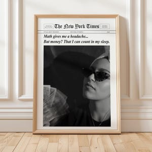 Personalized Newspaper Style Wall Art: Custom Money Quote (Digital Download)