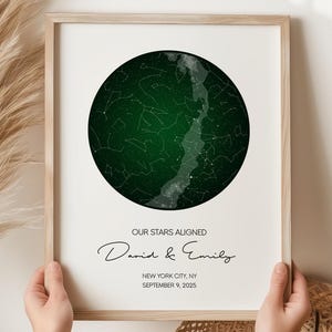 Mapa estelar personalizado "Cuando nuestras estrellas se alinearon", impresión digital, donde todo comenzó, mapa del cielo nocturno, regalos de aniversario de bodas y compromiso para parejas