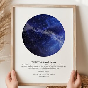 Carte des étoiles personnalisée pour papa NUMÉRIQUE Le moment où vous êtes devenu mon papa nouveaux parents cadeau de fête des pères personnalisé des enfants nouveau cadeau de baby shower