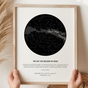 Cadeau personnalisé le jour où vous êtes devenue ma maman pour la fête des mères Carte des étoiles Impression étape Cadeau pour maman Meilleure maman de tous les tempsCadeaux de pendaison de crémaillère