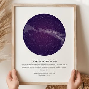 Carte des étoiles personnalisée pour la fête des mères Cadeau personnalisé mère et fille Cadeau nouvelle maman Le jour où vous êtes devenue ma maman Impression de carte des étoiles cadeau maman en prime