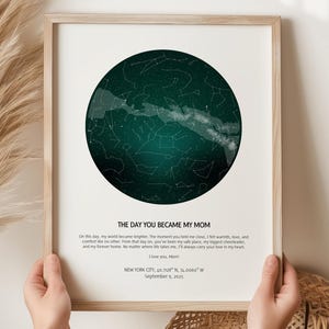 Personalisierte Muttertag Sterne Karte Drucken Kundenspezifisches Geburtstagsgeschenk für Mama Der Tag, an dem Sie Meine Mama wurden Einzigartiges & herzliches Geschenk für spezielle Mama
