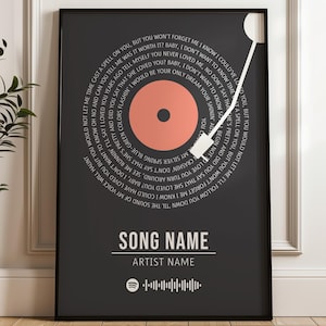 Letras de músicas personalizadas, disco de vinil, arte de parede, música de casamento, presente de casal, primeira dança personalizada para aniversário, presente de casamento para amantes da música