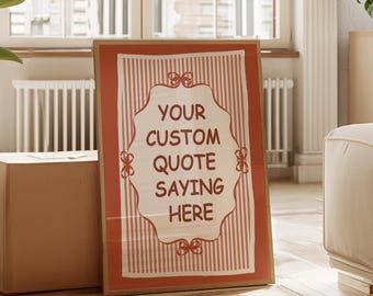 Personalized Quote Print: Custom Text Striped Wall Art (Digital Download), Custom Typography Sign, Create Your Own Wall Art