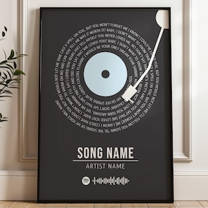 Personalized Digital Song Poster Music Song Lyrics Poster Wall Art Customizable  Music Lover Gift Custom First Dance for Anniversary Gift