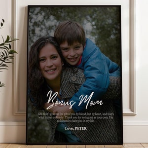 Arte de parede personalizada para impressão de mãe não biológica, presente para bônus, impressão de mãe, presentes de dia das mães para madrasta, impressão de madrasta, presentes de aniversário para mãe