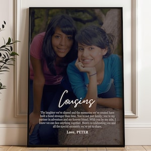 PERSONALISED COUSIN DEFINITION Wall Art Print, Cousin Gift Cousin Definition Print, Quote Print, Birthday Present Custom Gift With Photo