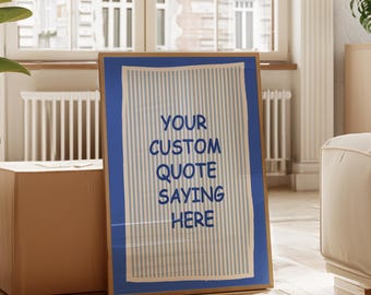 Personalized Quote Print: Custom Text Wall Art (Digital Download), Striped Wall Art, Custom Quote Typography Poster, Colourful Prints