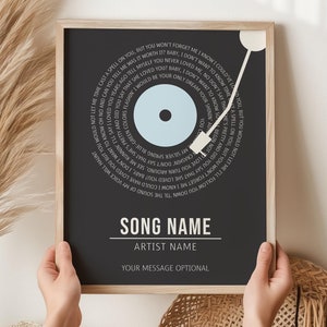Personalized Song Lyrics Art Print, Your Favorite Song Lyric in Record Shape, Music Lover Record Print, Wedding Anniversary Birthday Gift