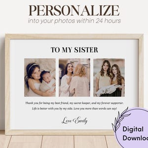 Personalized Sister Print for Sister Birthday Gift for Her Unique Keepsake Present from Sibling Best Friend Sisterhood Printable Wall Art