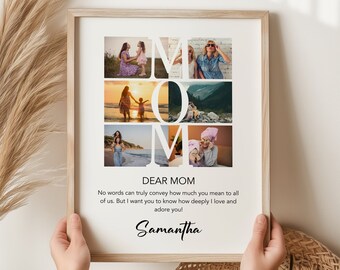 Personalized Mom Photo Collage Art: Custom Photo Birthday Gift From Kids (Digital Download)