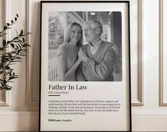 Personalized Father in Law Definition Poster, Wedding Gift From Bride, Photo Gift for Father’s Day: UNFRAMED Poster