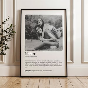 Arte de parede personalizada com definição de mãe, foto digital imprimível, presente da filha, pôster personalizado com definição de mãe, presente de aniversário para mamãe e mamãe