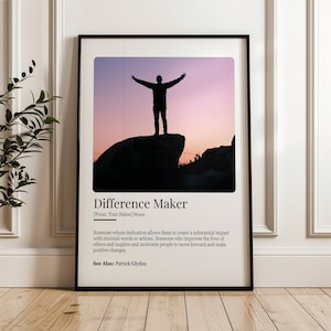 Personalized Difference Maker Definition Printable Wall Art, Retirement Gift For Coworker Gift From Colleague, Mentor Appreciation Gifts