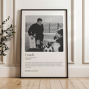 Personalised Coach Definition Wall Art Printable DIGITAL Download Custom Coach Thank You Appreciation Gift Coach Leaving Sports Photo Gift