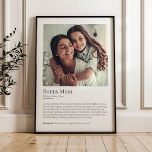 Definição personalizada de madrasta para impressão DIGITAL arte de parede bônus personalizado mãe madrasta porta-retratos presente de madrasta da filha presente de aniversário