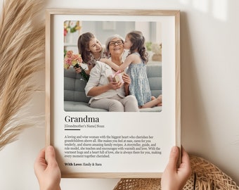 Personalized Grandma Definition Print, Custom Grandmother Photo Gift Gift From Grandkids (Digital Download)