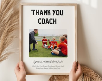 Personalized Coach Photo Collage Printable Wall Art, Gift for Baseball Basketball Soccer Coach, Teacher Appreciation Gift, Coach Photo Frame