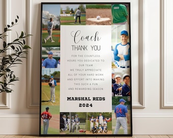 Custom Coach Photo Collage: DIGITAL Download, Coach Photo Collage, Coach Collage Wall Art, Custom Gift for Coach, Sports Coach Mentor Gift