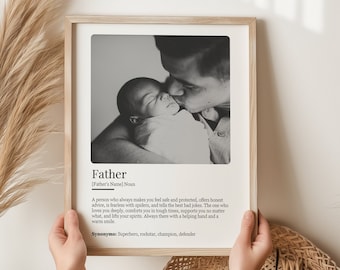 Personalized Dad Definition Print Gift From Daughter, Father Definition Poster, First Time Dad Photo Gift