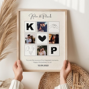 Personalized Couple Photo Collage Print, Custom Anniversary Gift ...