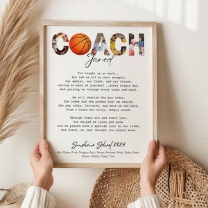 Personalized Basketball Coach Gift DIGITAL WallArt, Basketball Coach Retirement Appreciation Gift, Coach Thank You Gift Printable Coach Gift