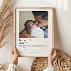 PERSONALISED STEP DAD Definition Printable Wall Art Custom Stepped Up Dad Birthday Gift Stepdad Definition Bonus Dad Gift Step Father Gift