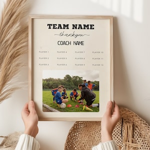 Personalised Coach Printable WallArt DIGITAL DOWNLOAD Custom Coach Thank You Gift Coach Leaving Gift Baseball Football Basketball Coach Gift