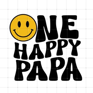 Ein glücklicher Papa-Svg Png, ein glücklicher Dude passendes Geburtstags-Outfit, Vater-Geburtstags-Geschenk Retro Smiley-Gesicht-Svg ein glücklicher Papa-Svg digitaler Download