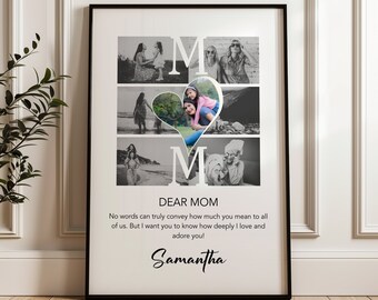 Personalized Mom Photo Collage: Custom Printable Wall Art (Digital Download), Mom Birthday Gift with Photos