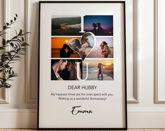 Personalized Anniversary Photo Collage Gift, Custom Wedding Anniversary Wall Art (Digital Download)
