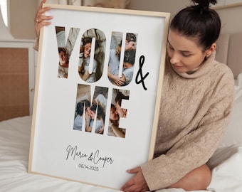 Personalised You & Me Love Print, Custom You and Me Wall Art (Digital Download), Couple Photo Gift, 1 Year Anniversary Gift, Christmas Gift